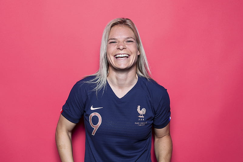 Eugénie Le Sommer, le sommer, france, nike, french, football, eugenie le sommer, pink, HD wallpaper