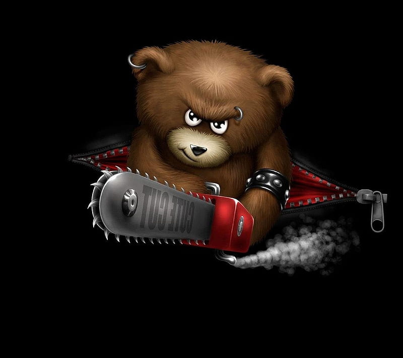 Teddy Bear, bad, chainsaw, evil, funny, plush, saw, toy, HD wallpaper
