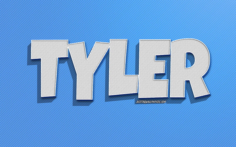 Tyler, blue lines background, with names, Tyler name, male names, Tyler greeting card, line art, with Tyler name, HD wallpaper