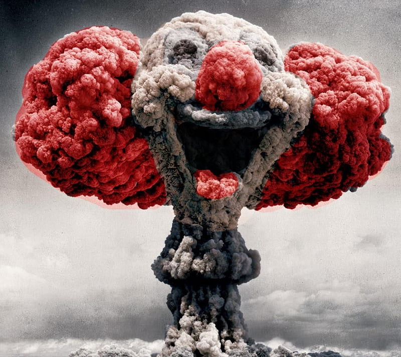 surprise clown bomb, funny, nuclear, HD wallpaper