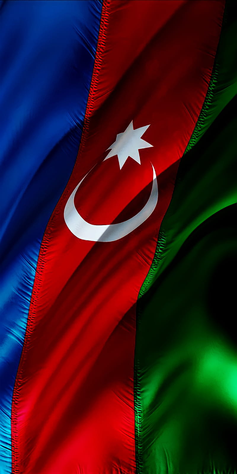 Flag of Azerbaijan, caucasus, flags, god, kavkaz, turk, HD phone wallpaper