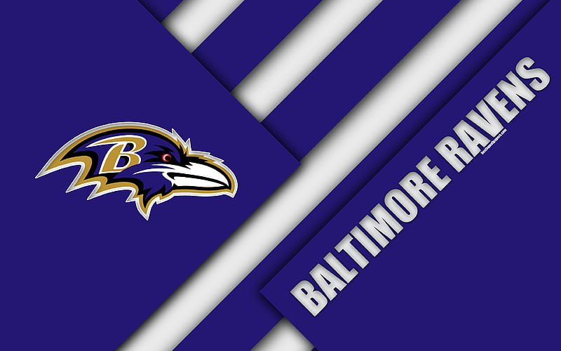 Baltimore Ravens logo, NFL, blue white abstraction, material design, American football, Baltimore, Maryland, USA, National Football League, HD wallpaper