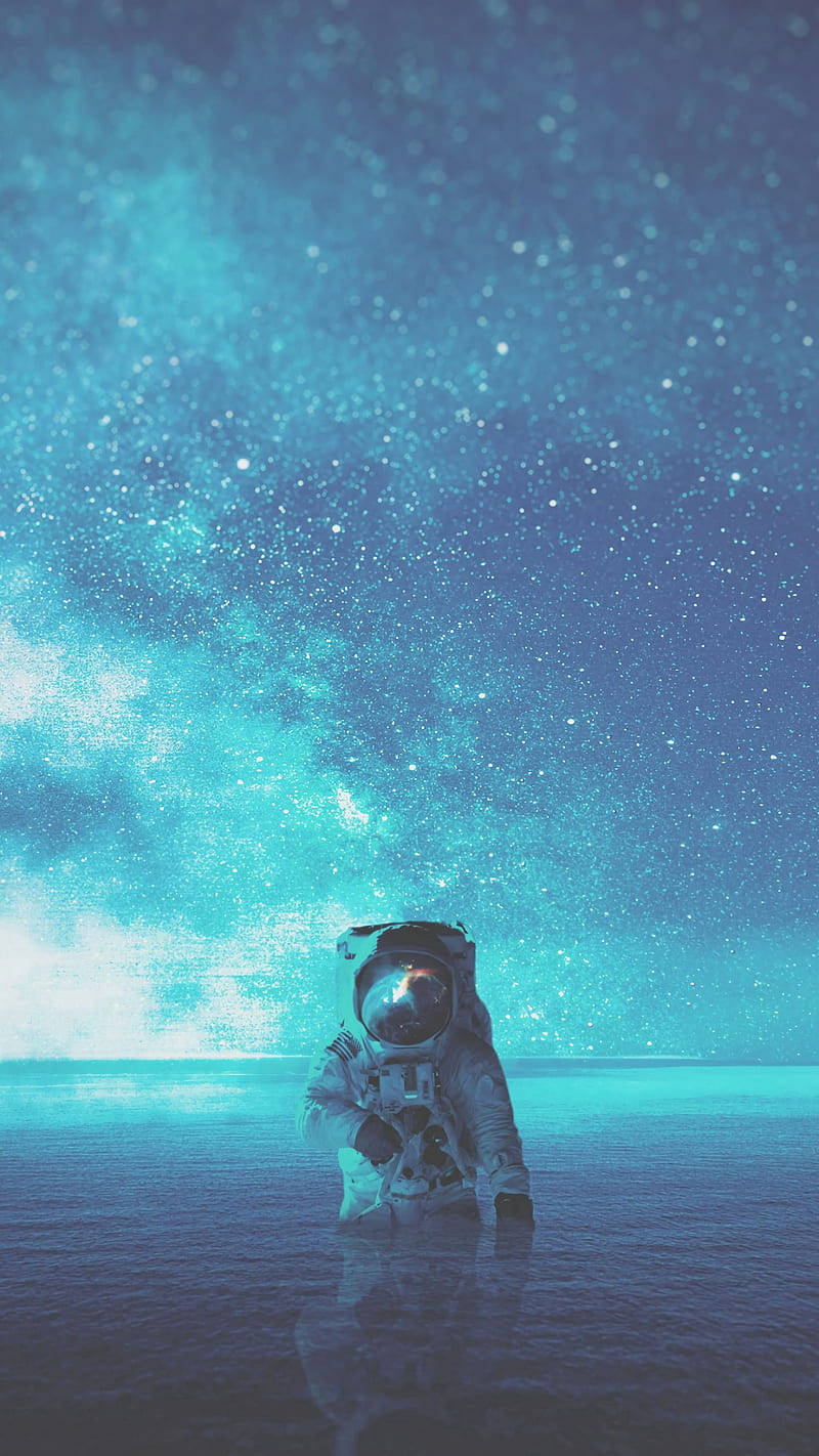 astronaut, water, space, stars, HD phone wallpaper