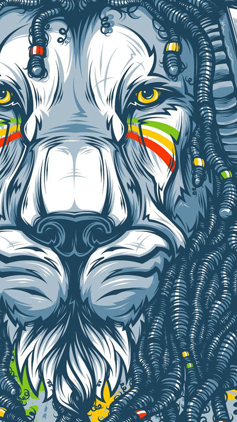 Jah, rastafari, reggae, lion, pattern, HD phone wallpaper | Peakpx