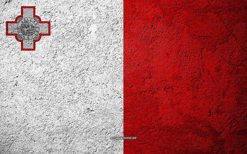 Flag of Malta, concrete texture, stone background, Malta flag, Europe, Malta, flags on stone, HD wallpaper