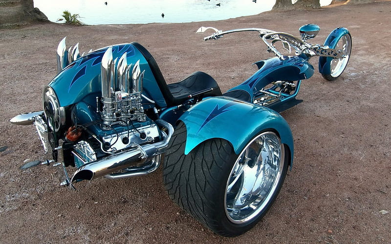 ligeramente gloria ojo Helicóptero triciclo, triciclo, azul, motocicleta, cromo, Fondo de pantalla  HD | Peakpx