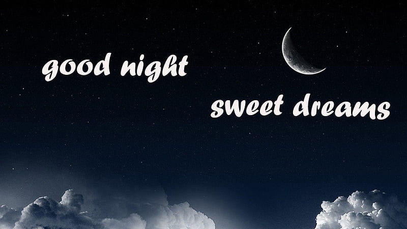 Good Night Word In Moon With Sky Background Good Night, HD wallpaper ...