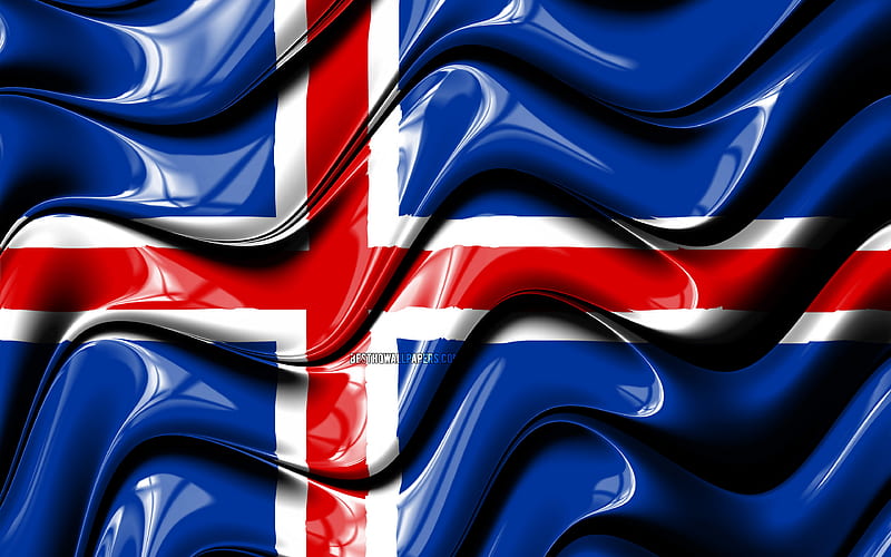 Icelandic flag Europe, national symbols, Flag of Iceland, 3D art, Iceland, European countries, Iceland 3D flag, HD wallpaper