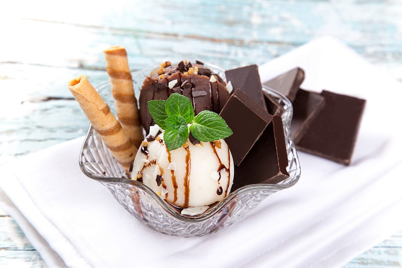 Delicious, with love, ice cream, chocolate, dessert, HD wallpaper