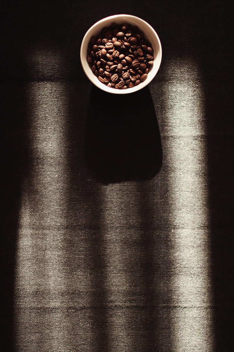 mug, coffee beans, coffee, dark, HD phone wallpaper