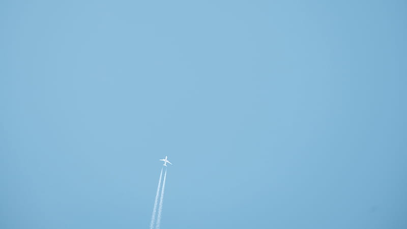 Aeroplane Flying On Light Blue Sky Light Blue, HD wallpaper