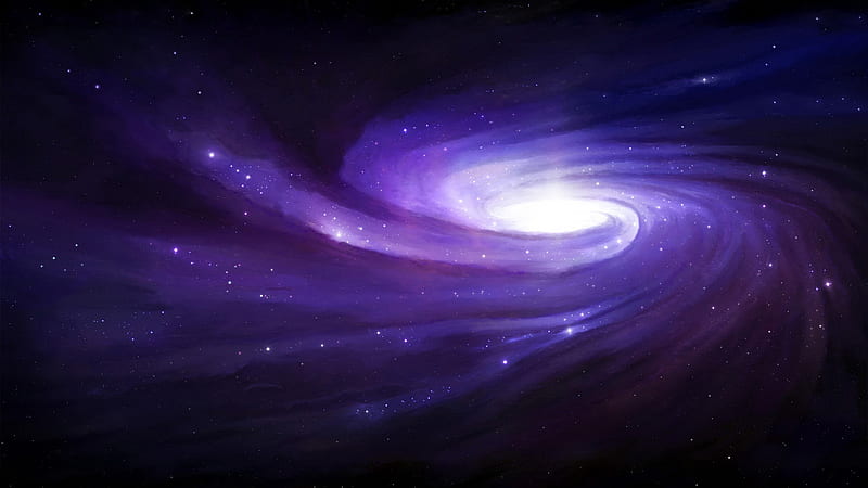 Shimmering White Stars With Purple Spiral On Space Galaxy Galaxy, HD wallpaper