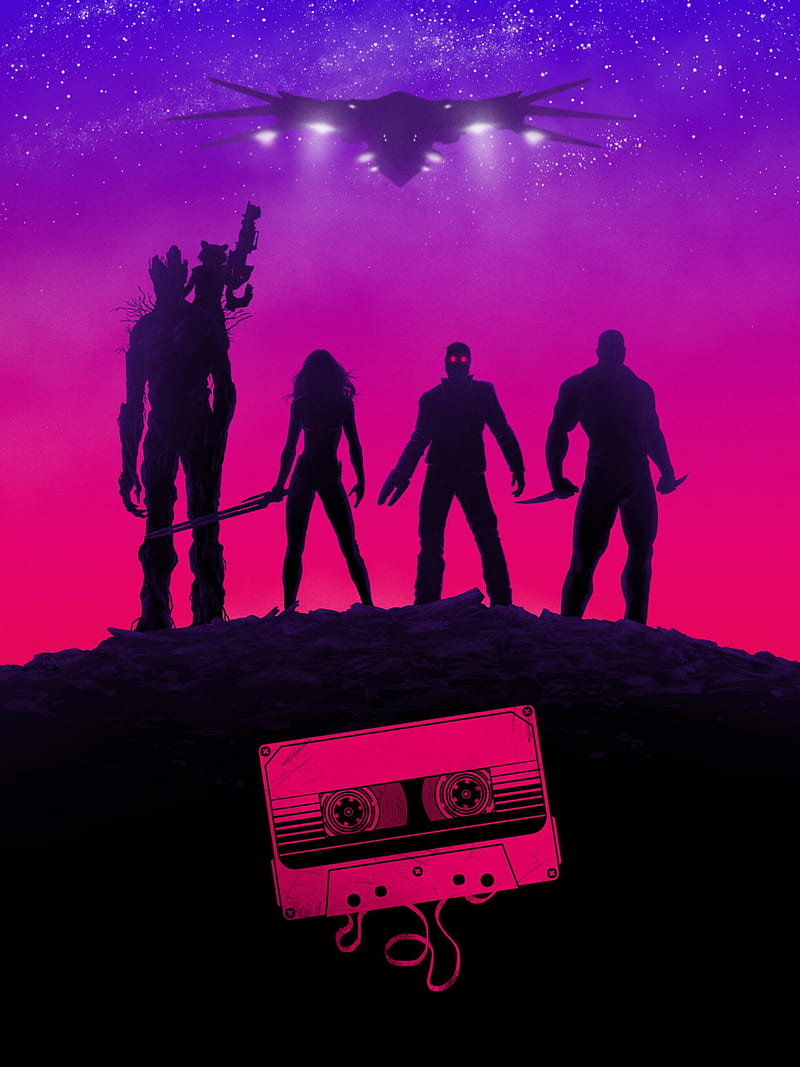 Guardians of the Galaxy, Marvel Cinematic Universe, cassette, artwork, movies, audio cassete, HD phone wallpaper
