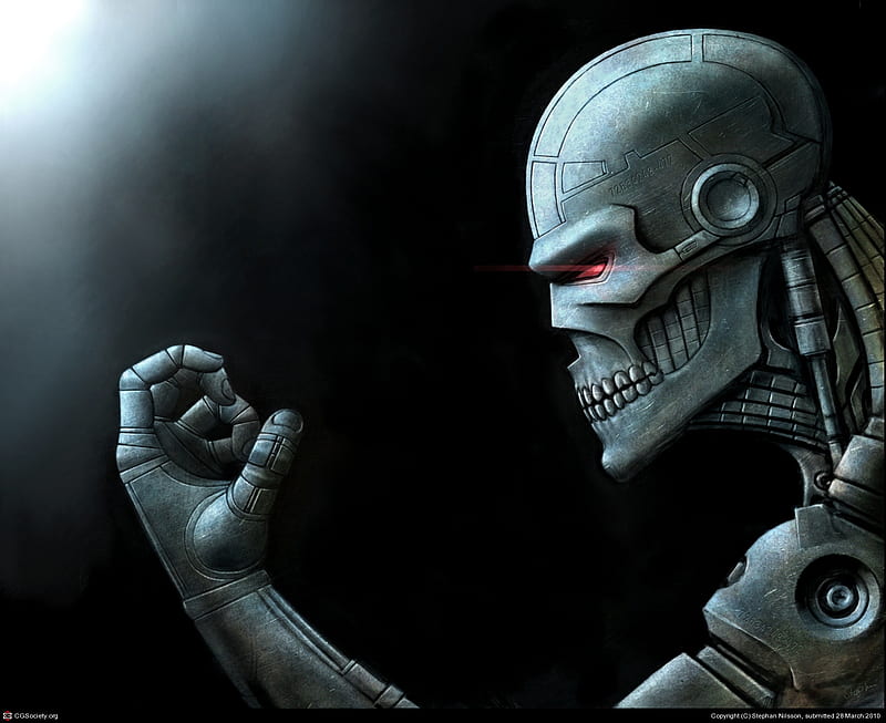 Cyborg, Red, Metal, Cg, Black, Cyborg, HD Wallpaper | Peakpx