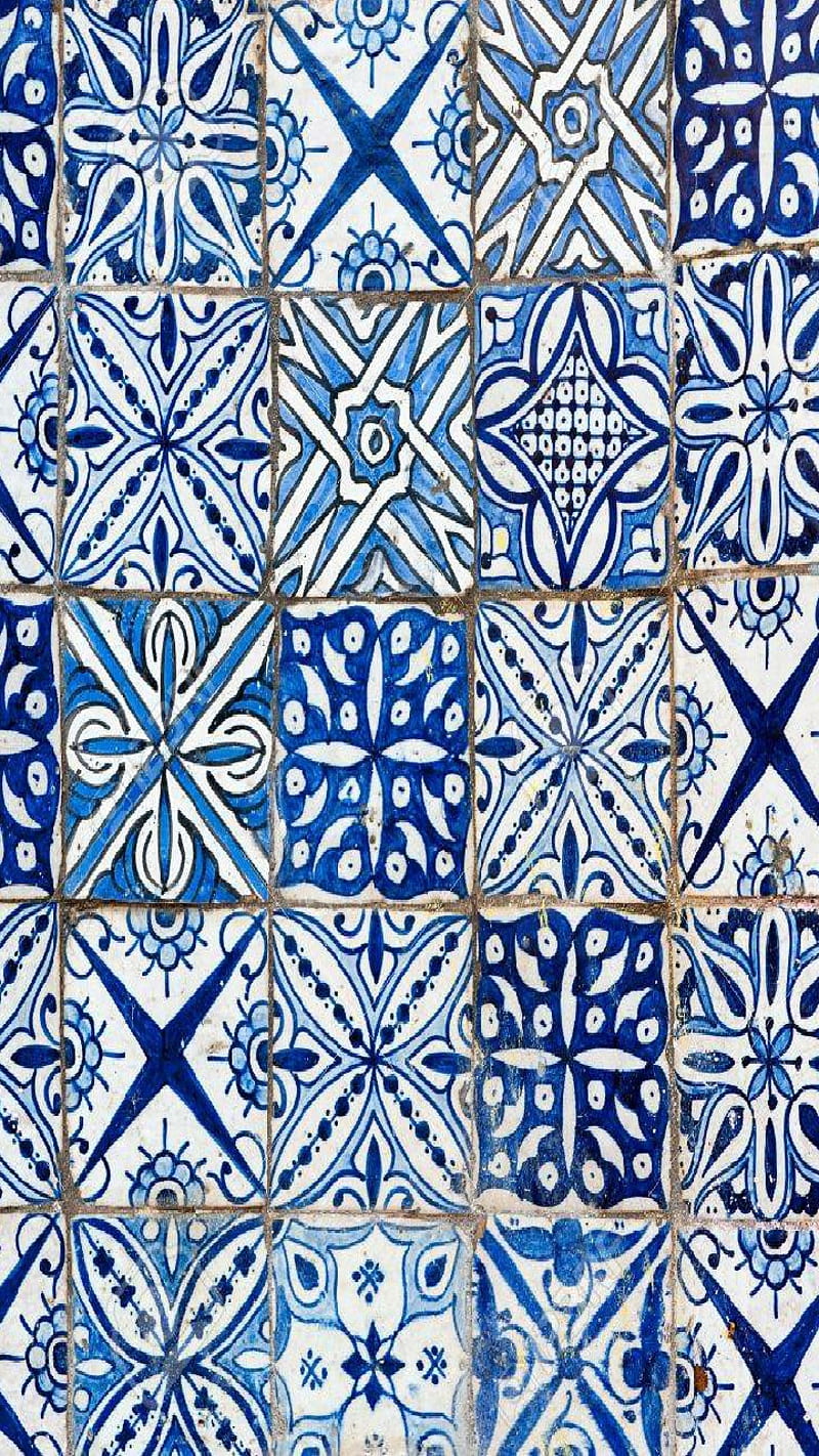 The Blues, blue, ceramic, desenho, mexican, painted, pattern, tiles, white, HD phone wallpaper
