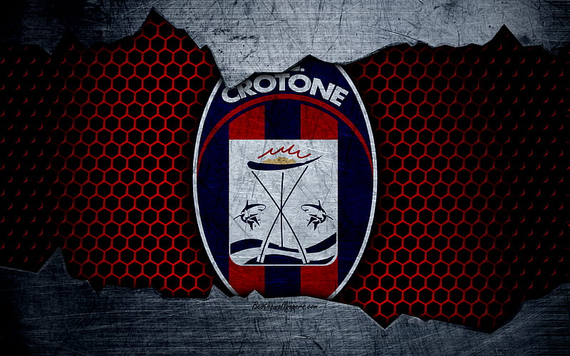 Crotone art, Serie A, soccer, logo, football club, Crotone FC, metal texture, HD wallpaper