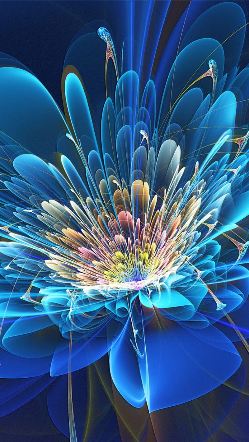 Blue art, creative, flower, HD phone wallpaper | Peakpx