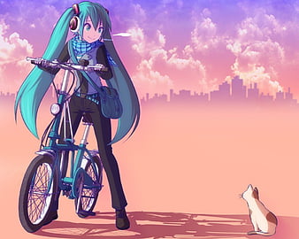 Anime Student Girl Bike Scenery 4K Wallpaper #4.640
