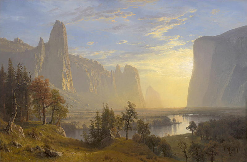 Yosemite Valley, bierstadt, painting, art, paint, nature, HD wallpaper