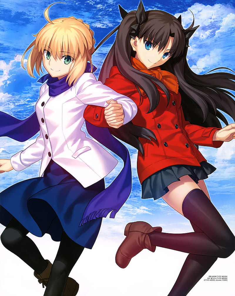 Fate Series, Fate/Stay Night, Fate/Stay Night: Unlimited Blade Works, Saber, Tohsaka Rin, HD phone wallpaper