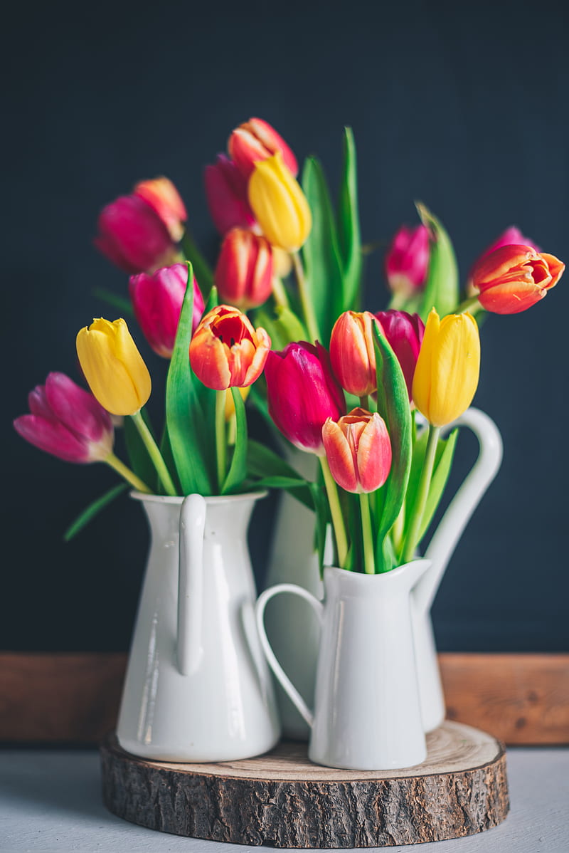 tulips, bouquet, colorful, HD phone wallpaper