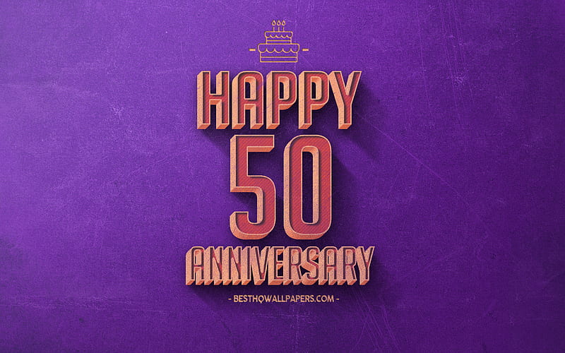 50 Years Anniversary, Purple Retro Background, 50th Anniversary sign, Retro Anniversary Background, Retro Art, Happy 50th Anniversary, Anniversary Background, HD wallpaper