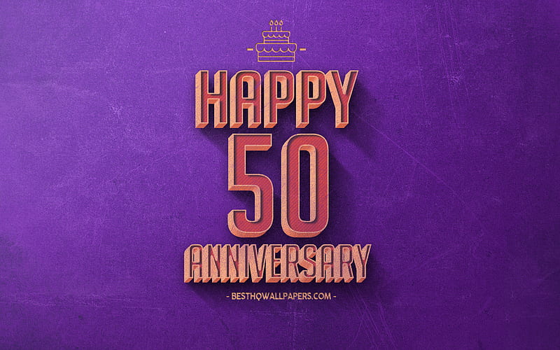 50 Years Anniversary, Purple Retro Background, 50th Anniversary sign, Retro Anniversary  Background, HD wallpaper | Peakpx