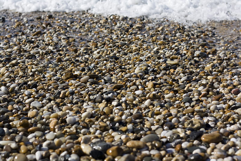 pebbles, stones, gravel, beach, sea, HD wallpaper