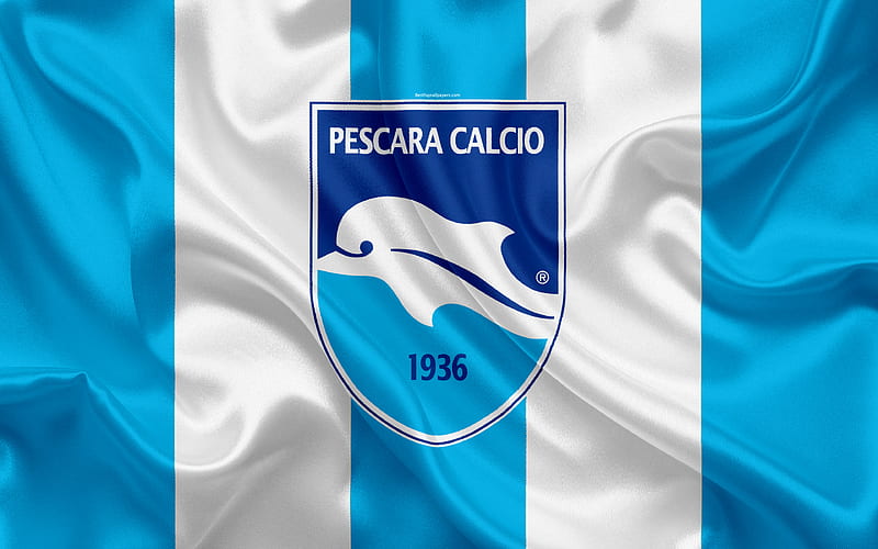 Delfino Pescara 1936 Serie B, football, silk texture, emblem, silk flag, Pescara FC logo, Italian football club, Pescara, Italy, HD wallpaper