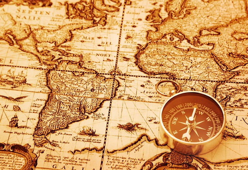 Map, maps, compass, old map, old, HD wallpaper