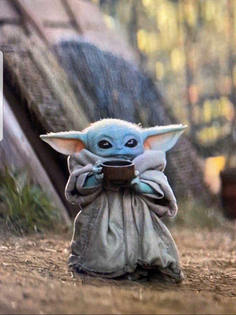 Baby Yoda Bone Broth, adorable, babyyoda, bonebroth, cute, starwars, HD phone wallpaper