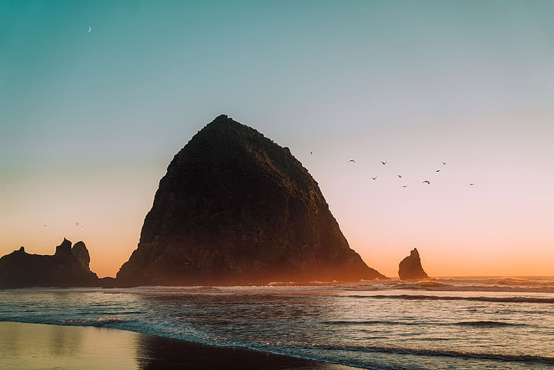 Beach, Rock, , Oregon, Cannon Beach, Haystack Rock, HD wallpaper