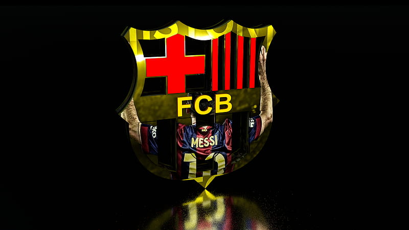  Fútbol, ​​fc barcelona, ​​logos, cgi, 3d, arte digital, lionel messi, Fondo de pantalla HD