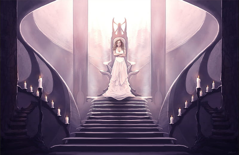 white throne, fantasy, graphy, animation, people, entertainment, bonito, other, HD wallpaper