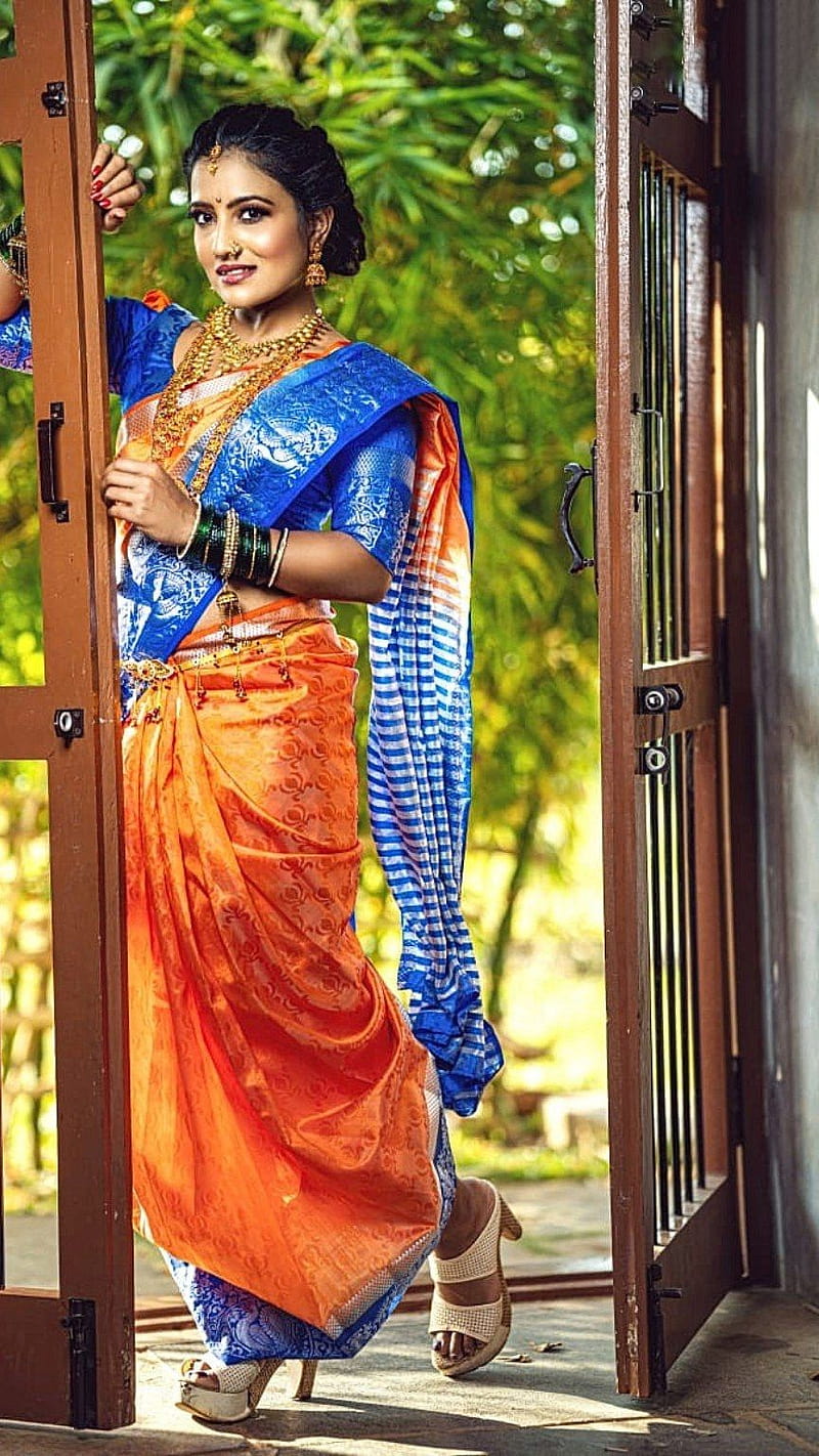 Buy Lavni Saree online for Girl;Marathi Girl Saree; Maharashtrian  traditional Dress; at Amazon.in