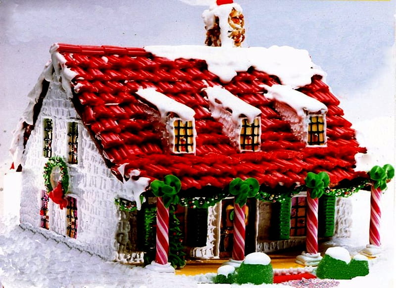 Gingerbread House, Christmas, Abstract, graphy, Gingerbread, House, HD wallpaper
