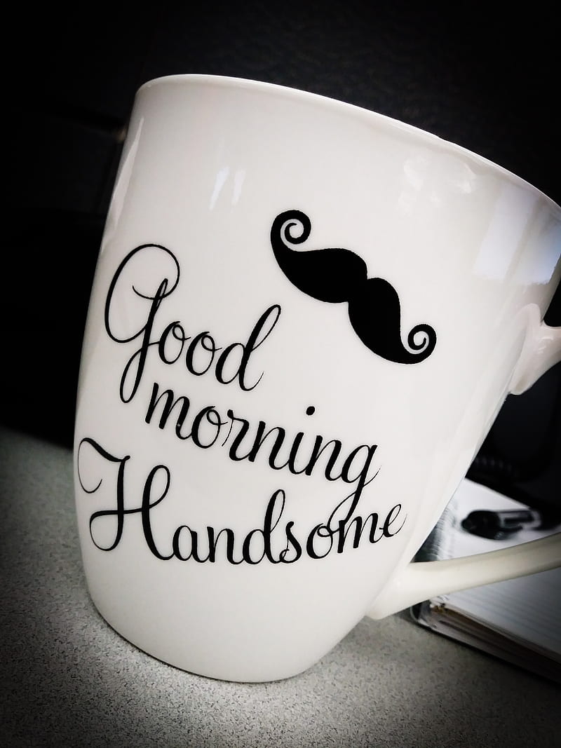 Morning, black, coffee, cup, dank, mug, mustache, nice, white, HD phone wallpaper