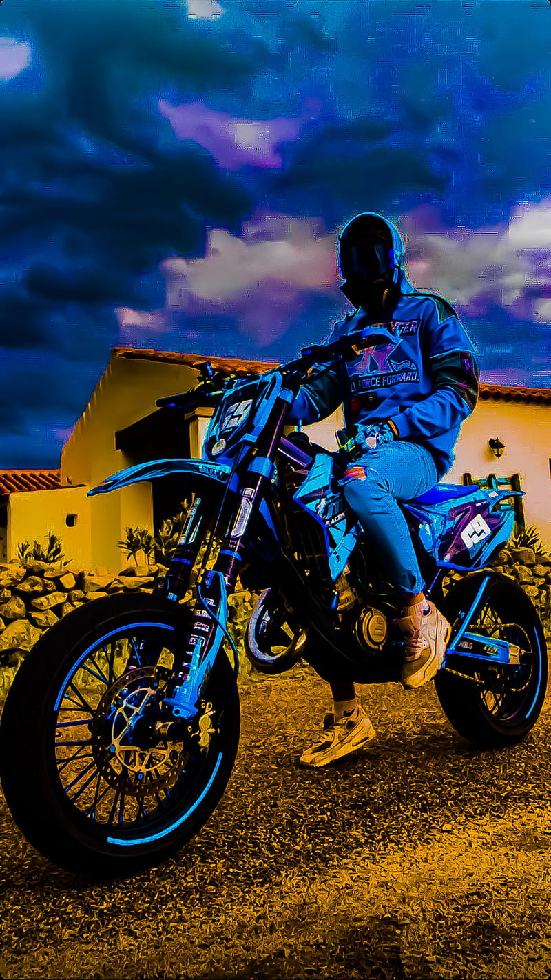 Luca Ghilardi 5, motorcycle, super, motor, stunt, night, cross, dirt, exhaust, bike, stunts, HD phone wallpaper