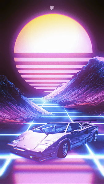 Sunset Synthwave Retrowave Palm Tree Mountain 4K Wallpaper iPhone HD Phone  #7051k