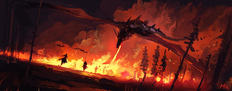 Dragon Throwing Fire, dragon, artist, digital-art, artwork, fantasy, , fire, HD wallpaper