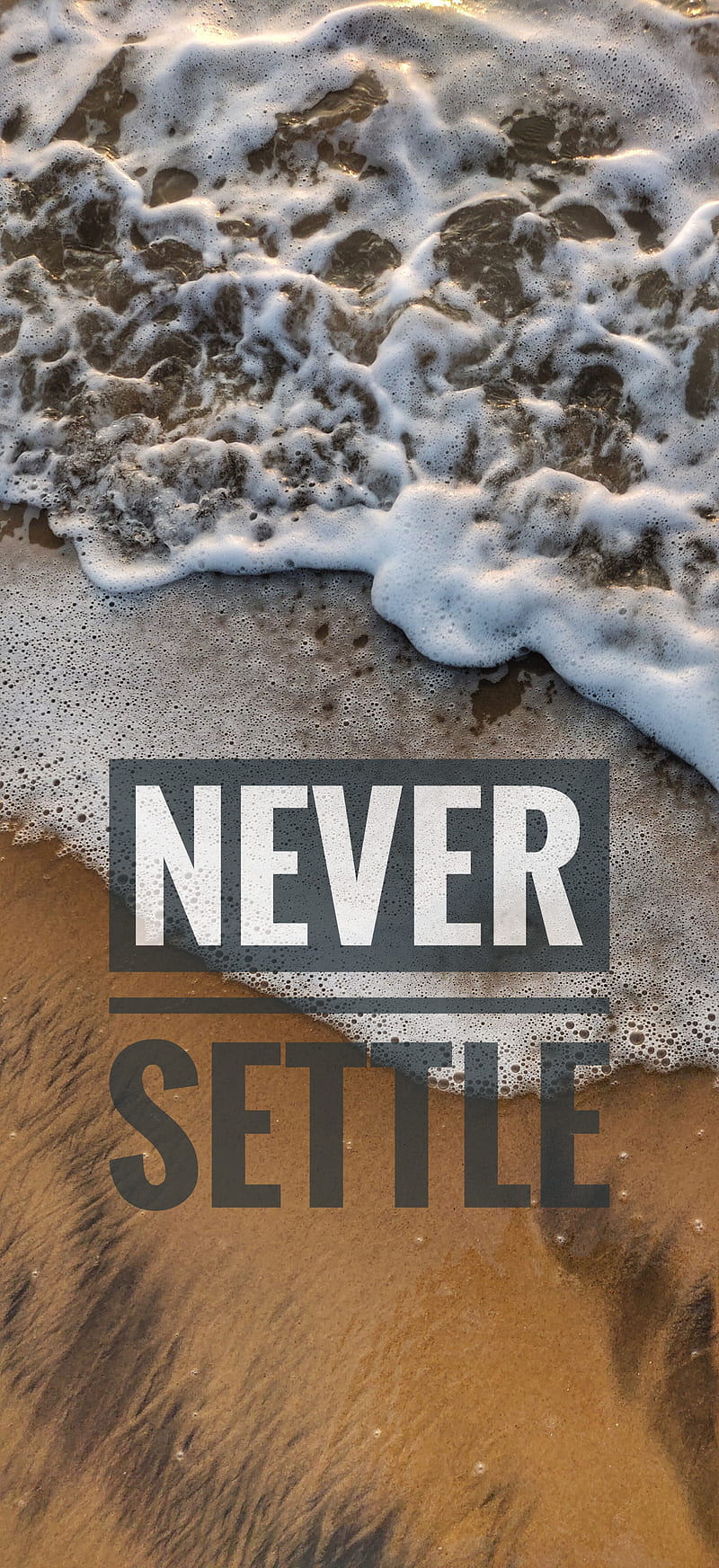 OnePlus, beach, never settle, ocean, sand, HD phone wallpaper