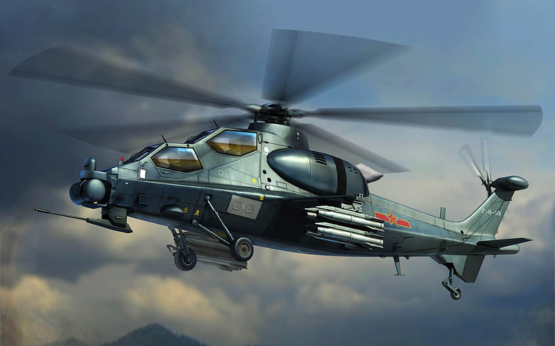 CAIC WZ-10, Chinese attack helicopter, WZ-10, attack helicopter, Chinese Z-10, Chinese Air Force, HD wallpaper