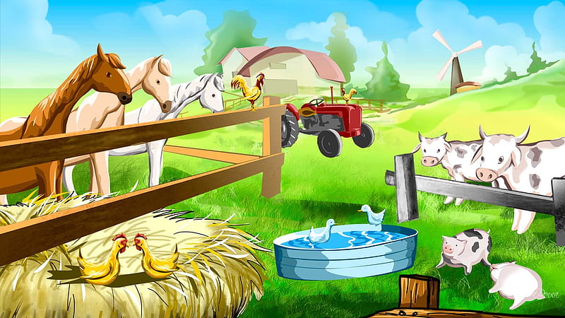 Old McDonalds Farm, children, ducks, firefox persona, horses, farm, pigs,  fairytails, HD wallpaper | Peakpx