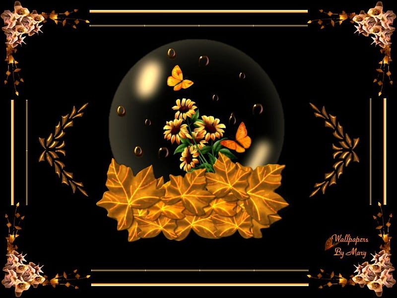 Sunflower Globe, butterfly, sunflowers, flowers, spring, globes, butterflies, HD wallpaper