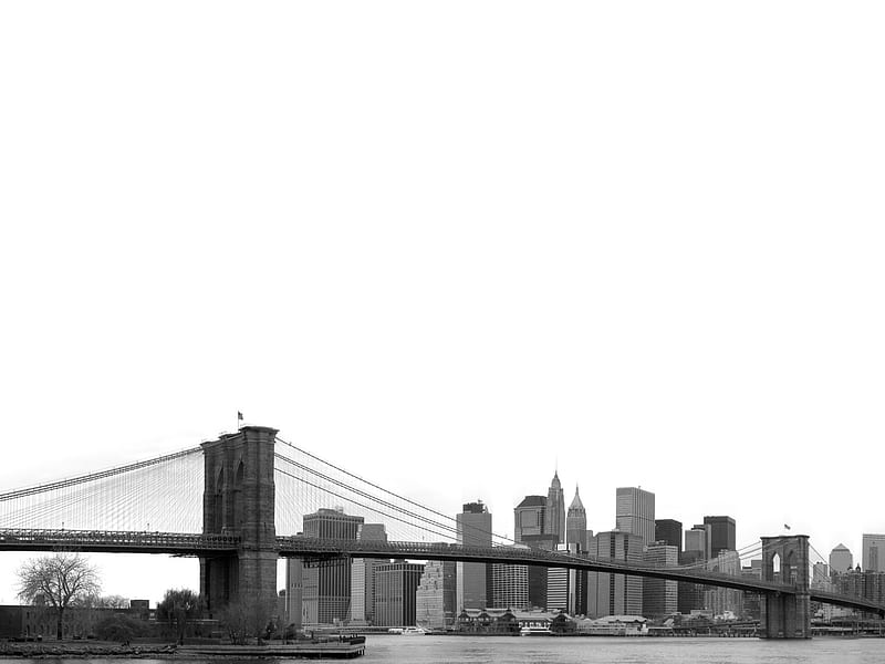 Untitled , black and white, brooklyn bridge, sky, HD wallpaper