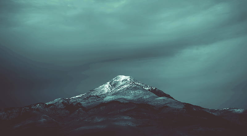Black and Teal Mountain, HD wallpaper