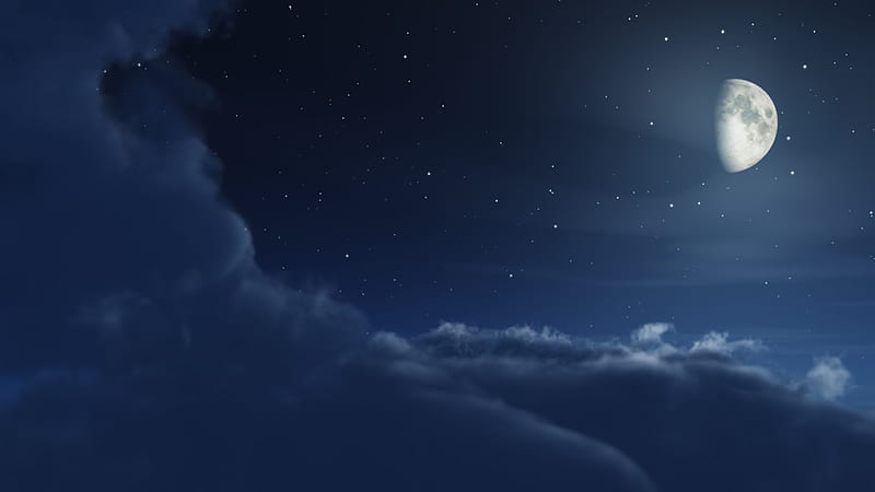 Cielo nocturno, luna, oscuridad, naturaleza, nubes, cielo, noche, Fondo de pantalla  HD | Peakpx