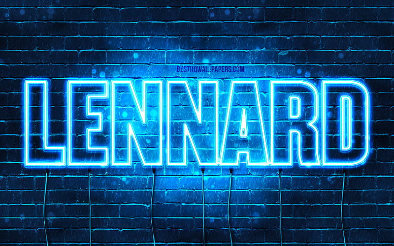 Lennard with names, horizontal text, Lennard name, Happy Birtay Lennard, popular german male names, blue neon lights, with Lennard name, HD wallpaper