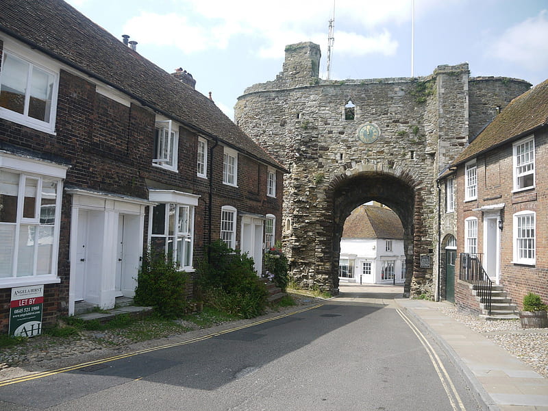 Land Gate at Rye, Gateway, Houses, Sunshine, Sussex, HD wallpaper