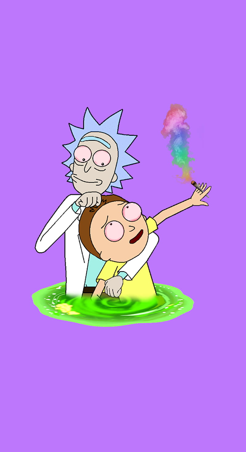 Rick and Morty, animated, cartoon, colorfull, high, portal, trip, HD phone wallpaper
